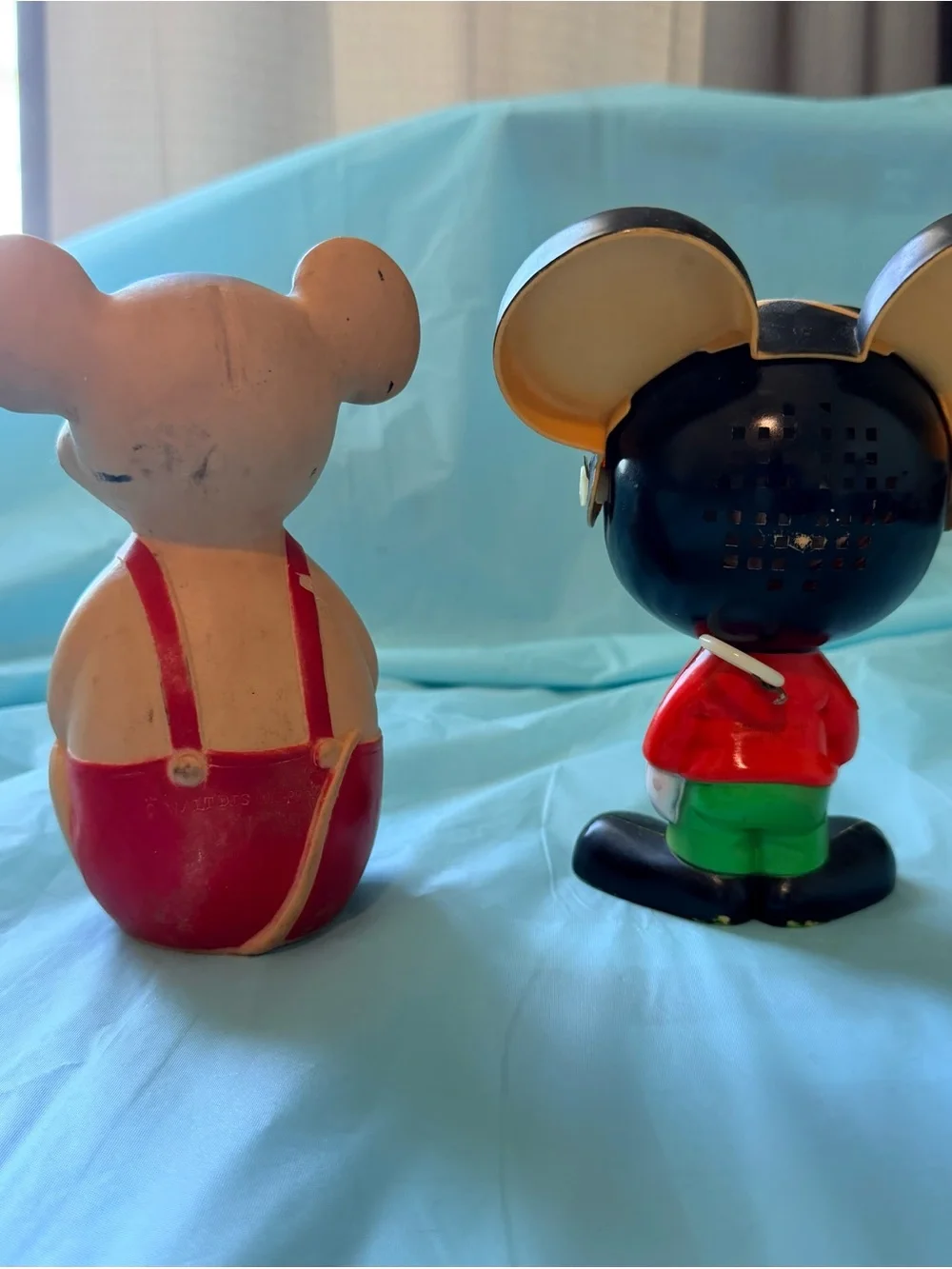Vintage Disney Mickey Mouse Figures in Black, Red, Green and Cream